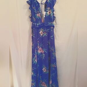 America & Beyond NWT Blue Floral Maxi Beach Cover/Dress